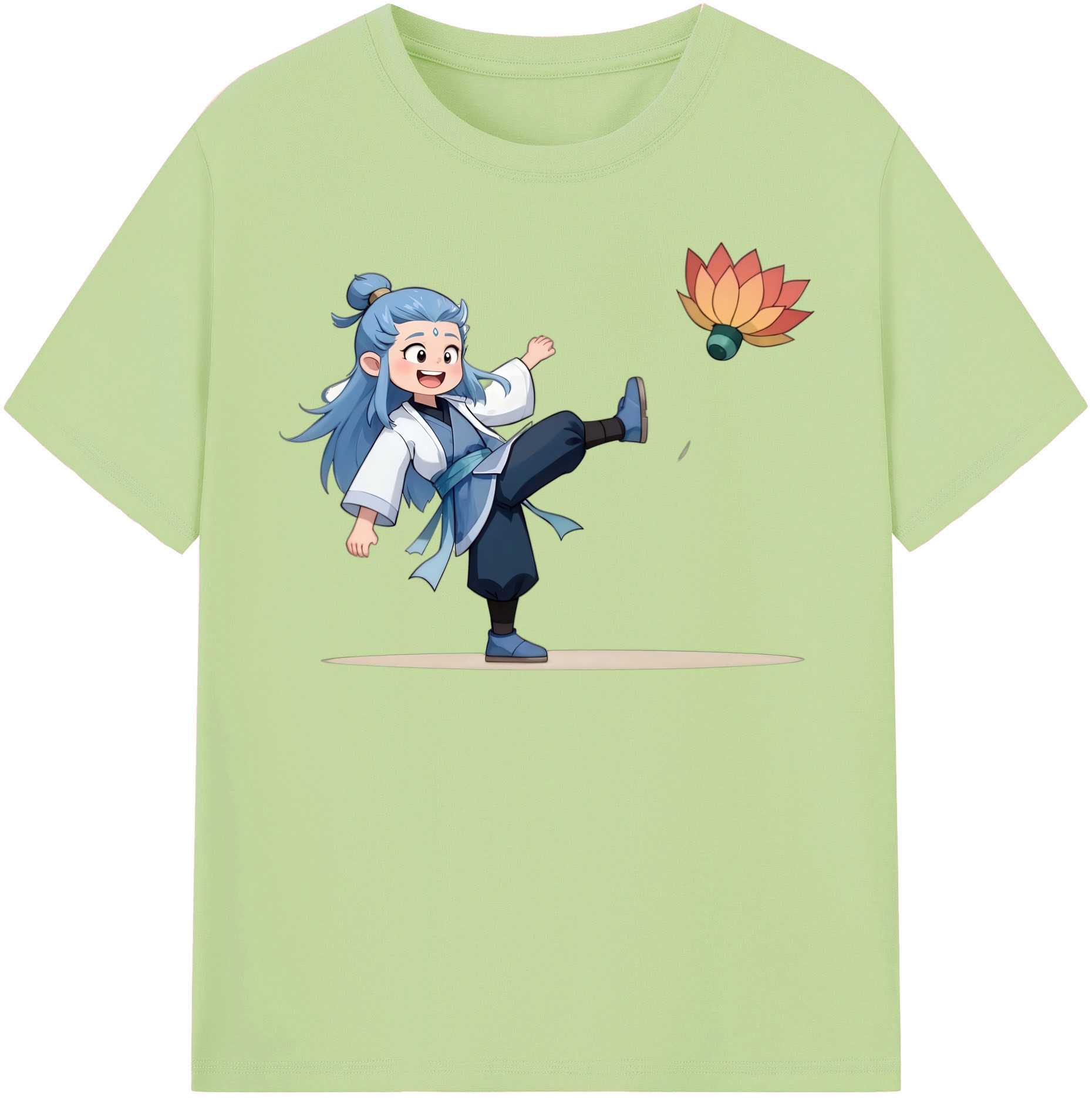 （画像用） Ne Zha 2 ナタ 魔童の大暴れ 綿100％半袖Tシャツ（フロントプリント）